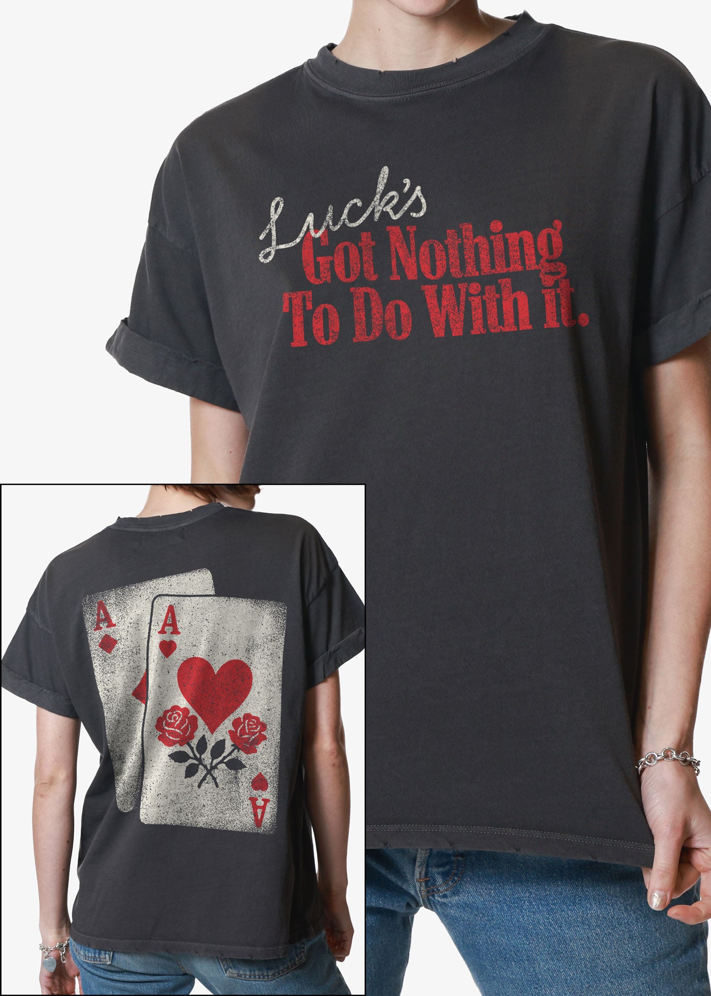 Luck Vintage Black Boyfriend Tee