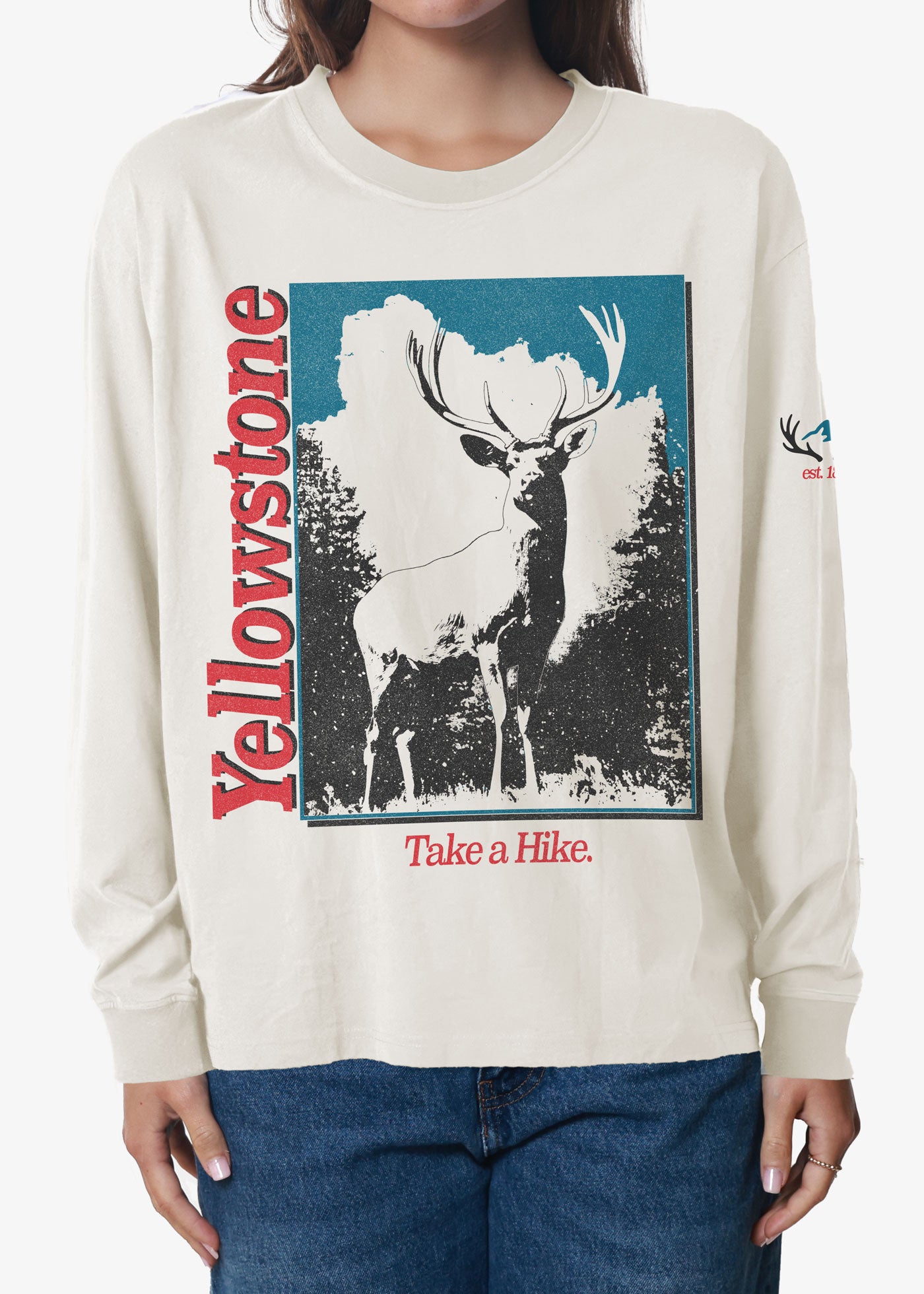 Yellowstone Hike Off White Long Sleeve Crewneck Tee