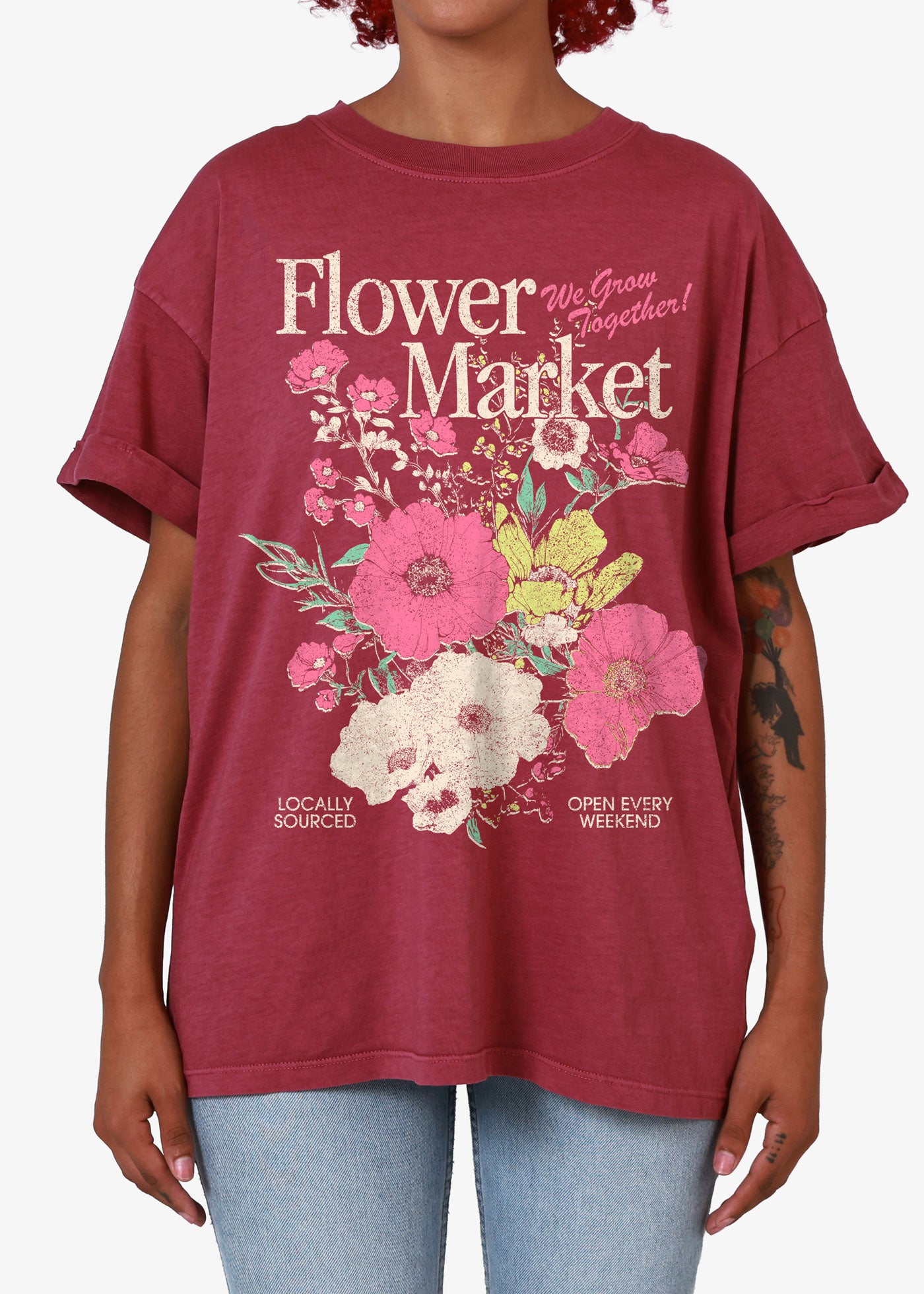 Flower Market Dusty Rose Boyfriend Tee