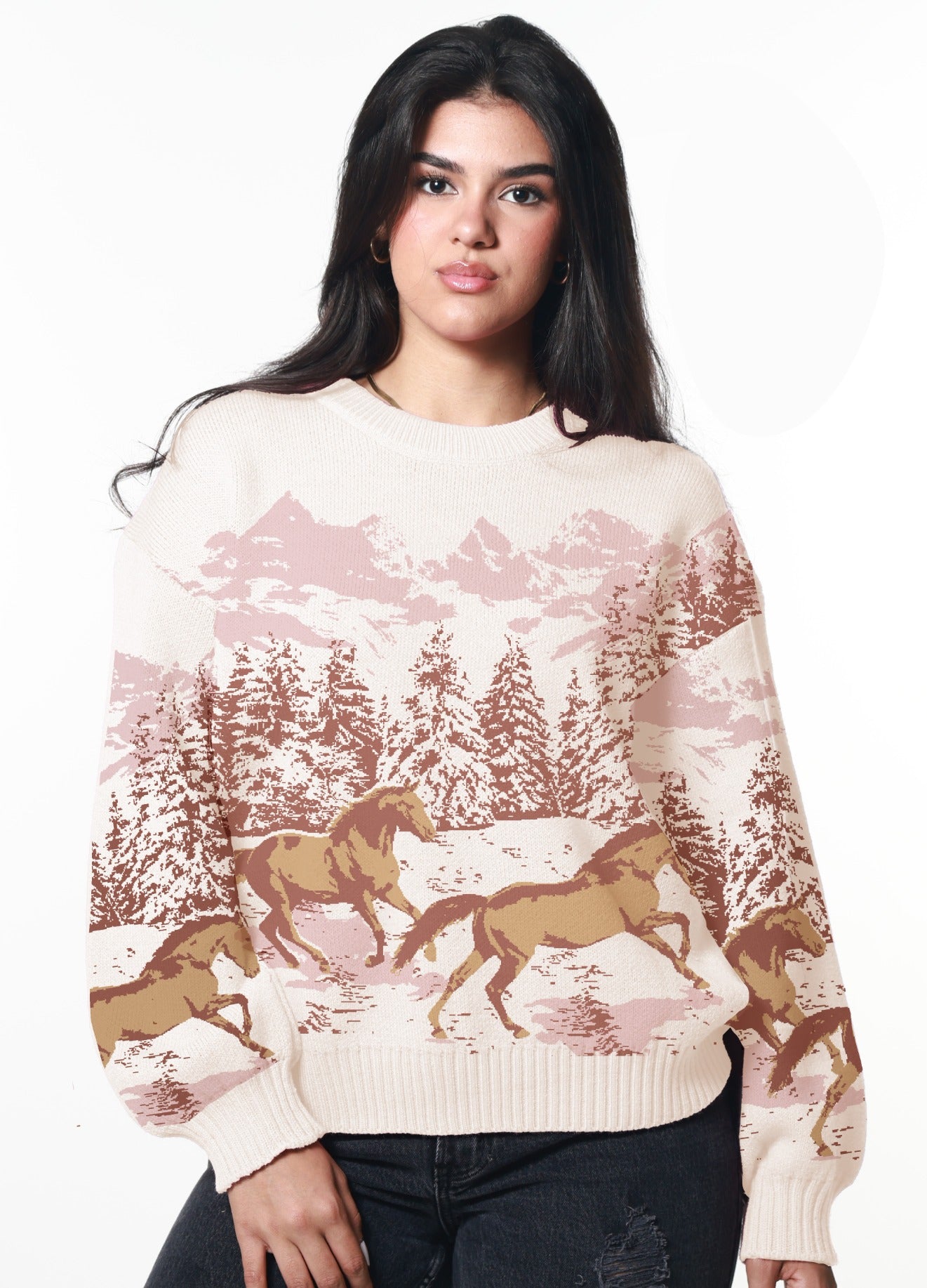 Wild Horses Light Pink Oversized Sweater