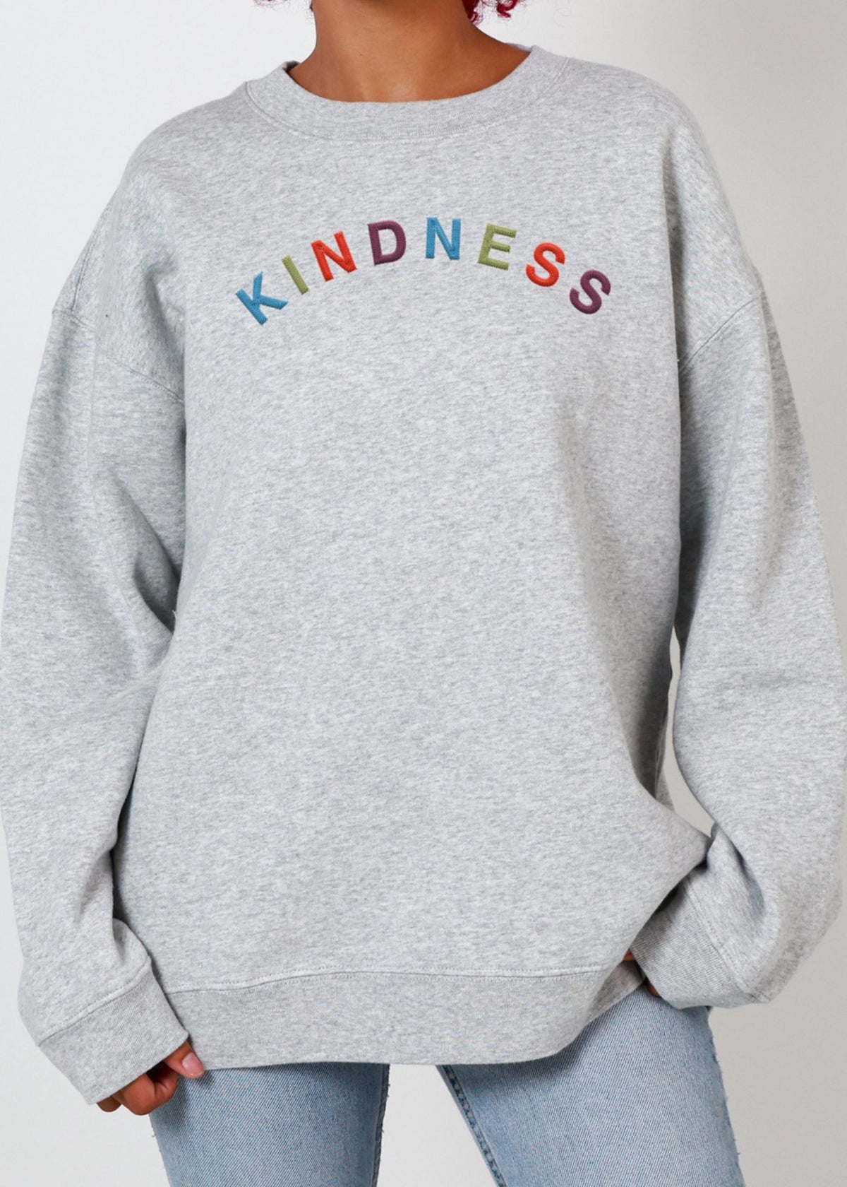 Kindness Heather Grey Oversized Crewneck Sweatshirt