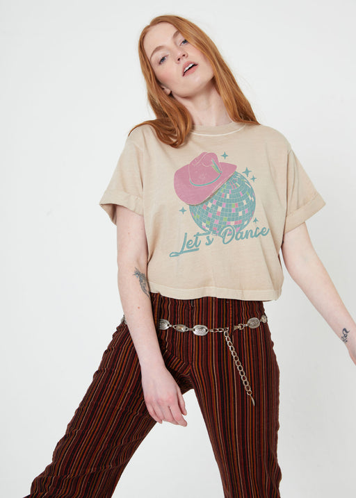 Let's Dance Sand Cropped Boyfriend Tee