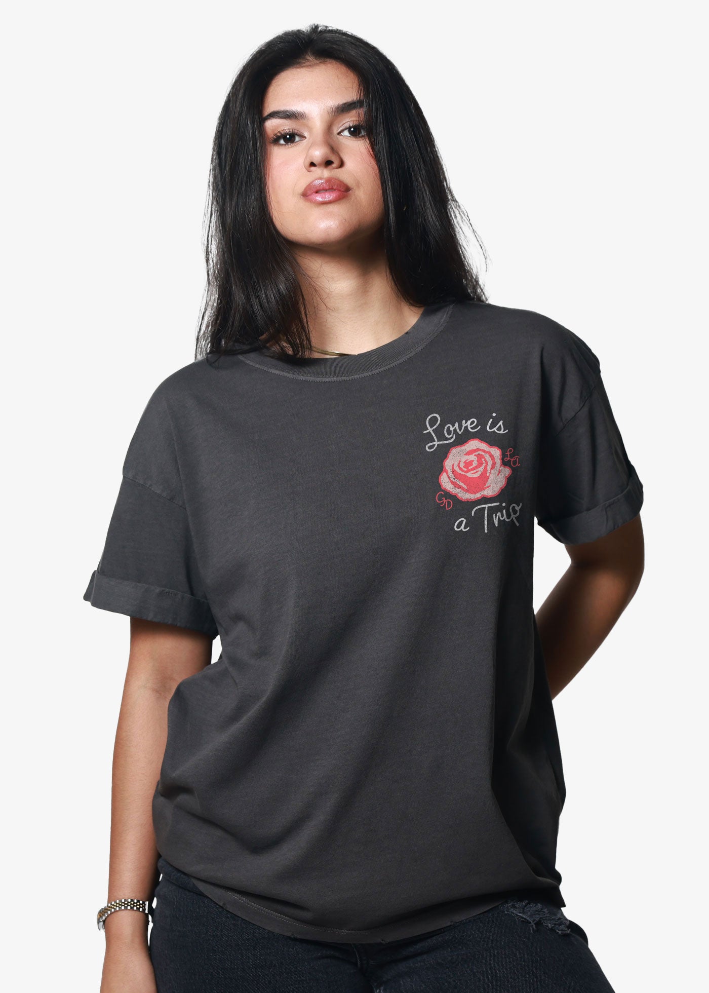 Love Is A Trip Vintage Black Boyfriend Tee