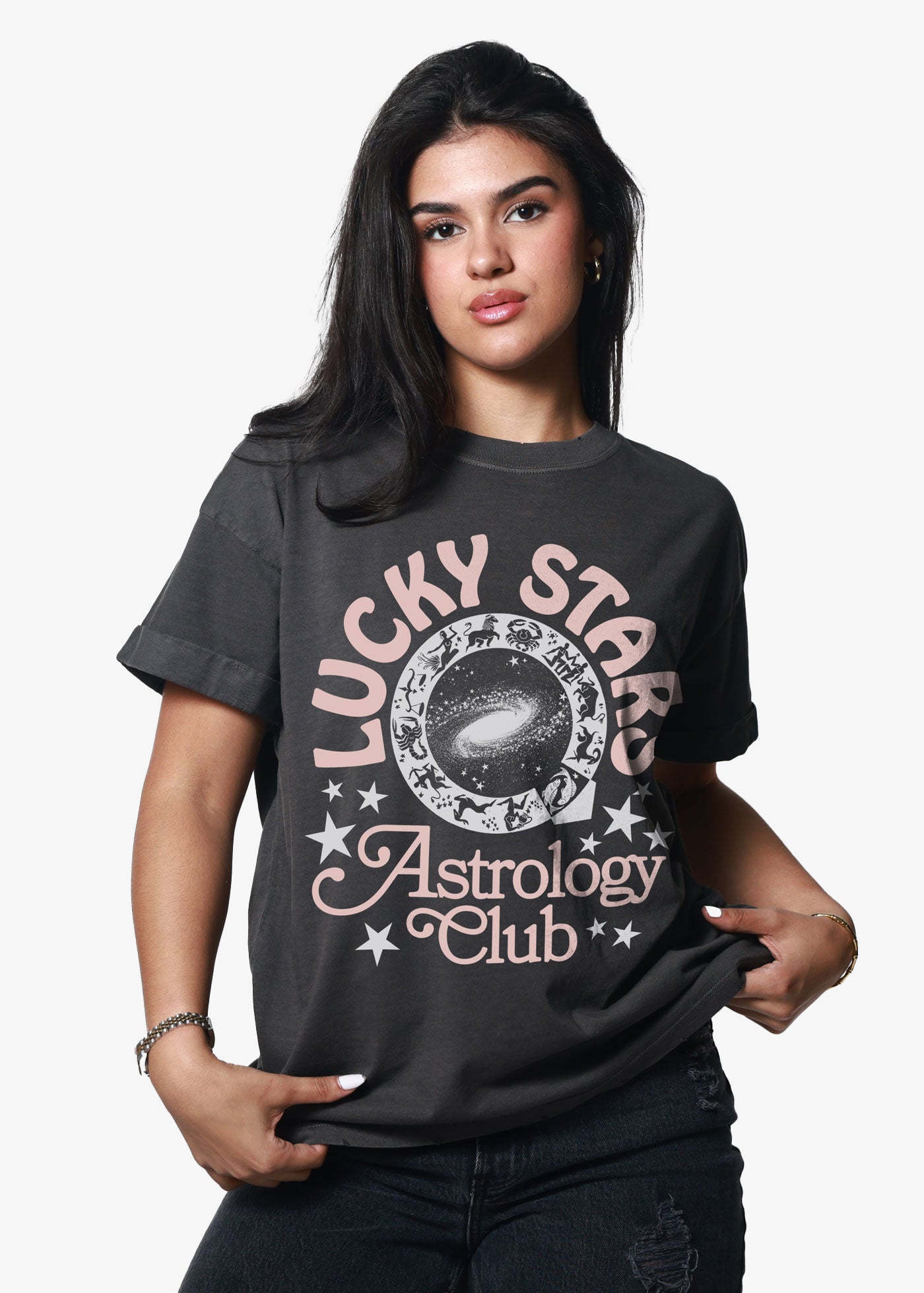Lucky Stars Vintage Black Boyfriend Tee