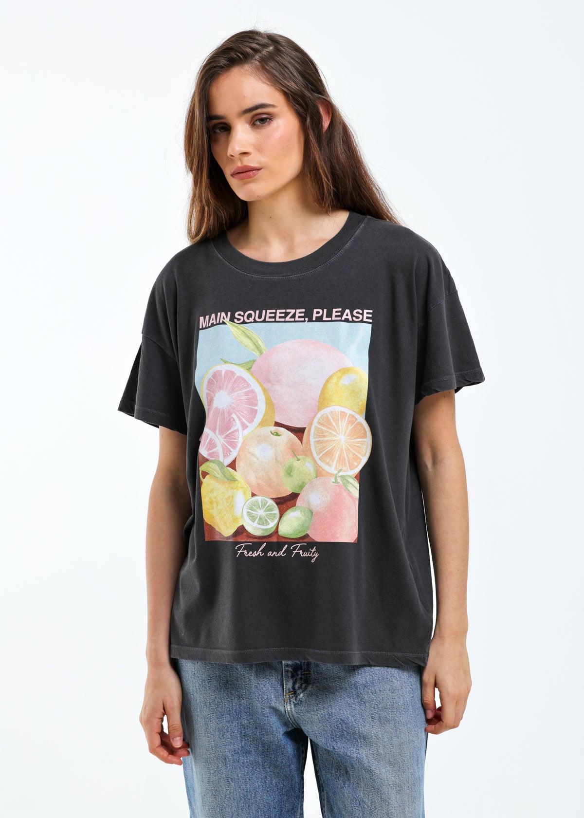 Main Squeeze Vintage Black Oversized Tee