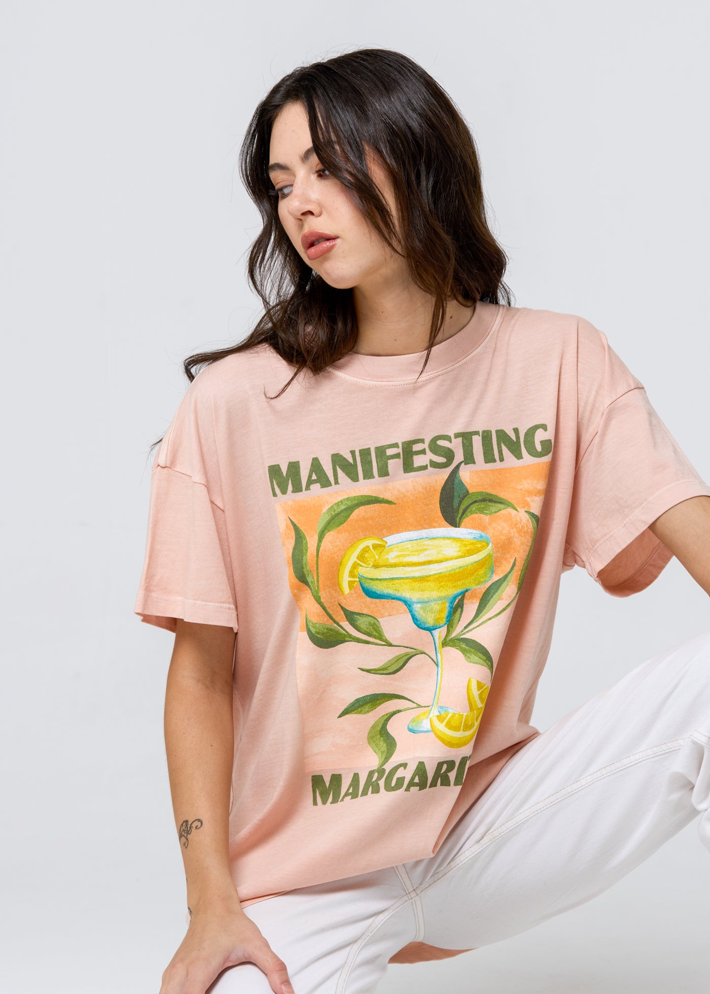 Manifesting Margaritas Light Peach Oversized Tee