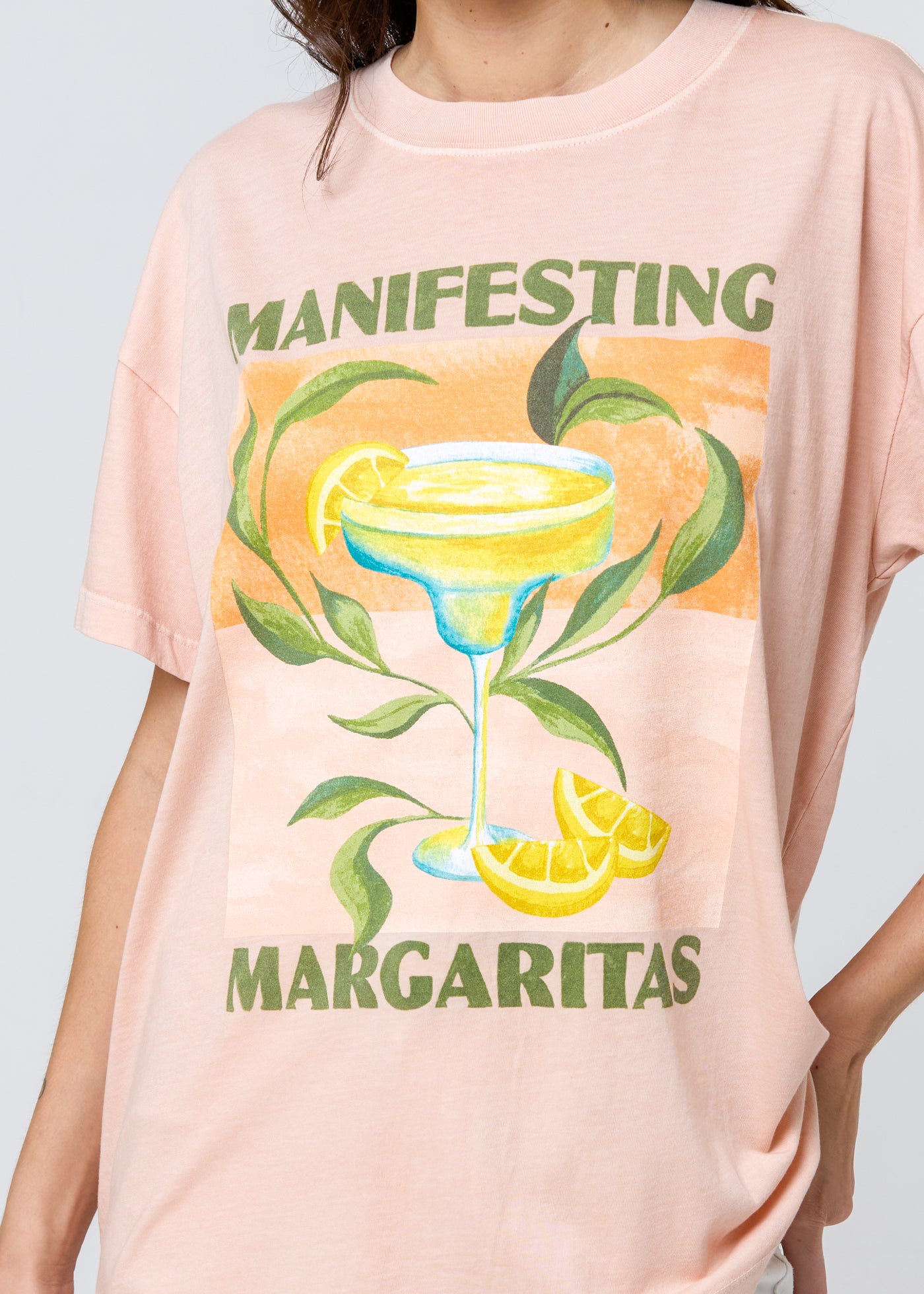 Manifesting Margaritas Light Peach Oversized Tee