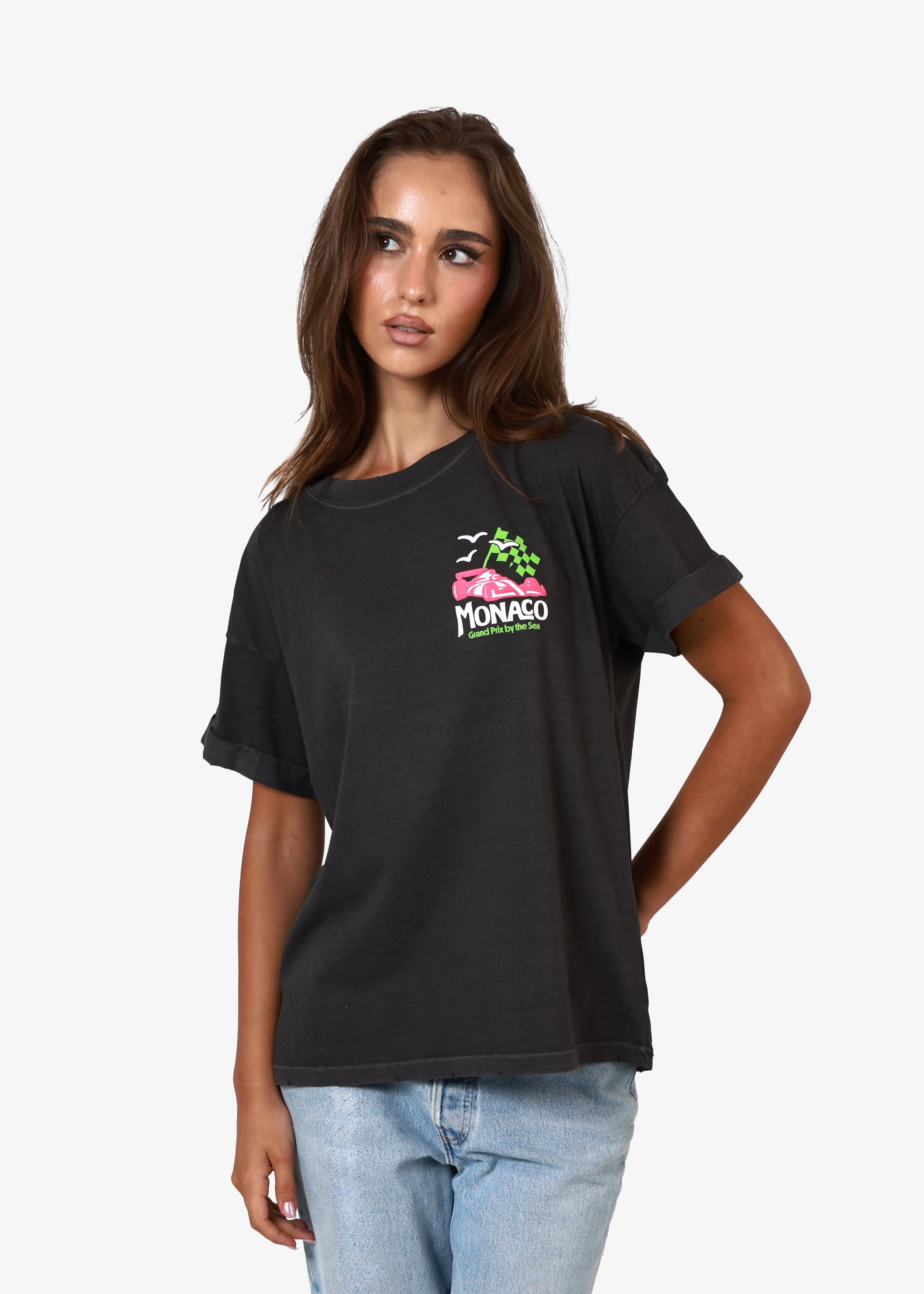 Monaco Vintage Black Boyfriend Tee