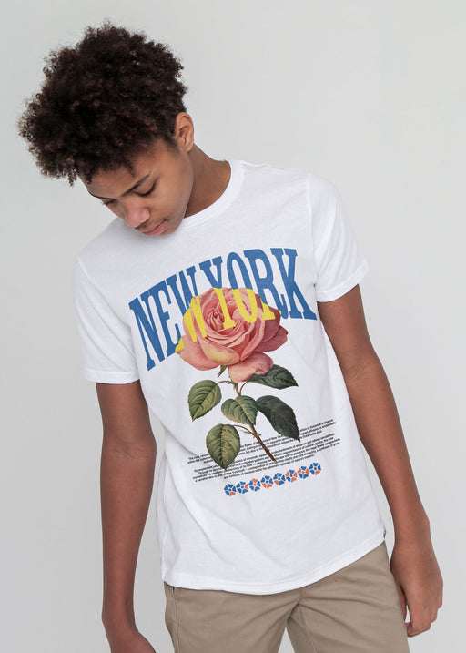 New York Rose Kid's White T-Shirt