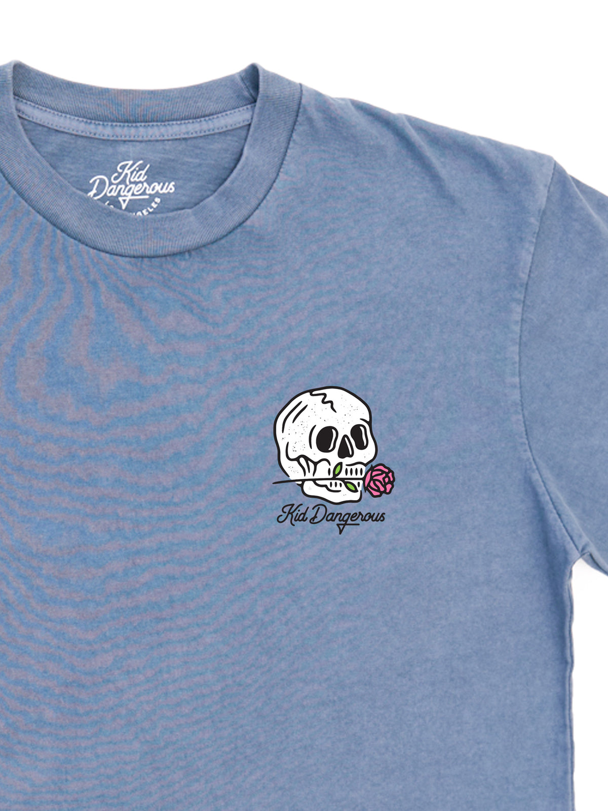 Skull & Rose Slate Blue Pigment Dyed Heavyweight Tee