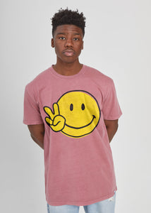 Smiley Men's Faded Wine T-Shirt