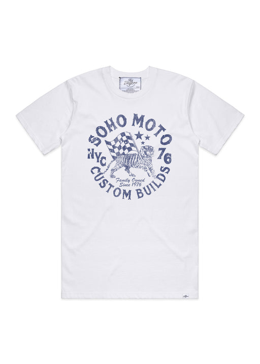 Soho Moto Men's White Heavyweight T-Shirt alternate view