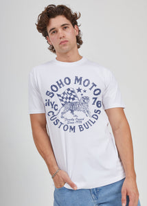 Soho Moto Men's White Heavyweight T-Shirt