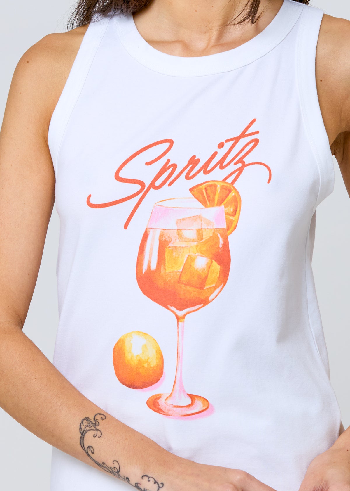Spritz Painting White High Neck Tank
