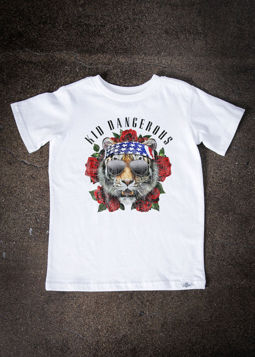Tigers & Roses Kid's White T-Shirt alternate view