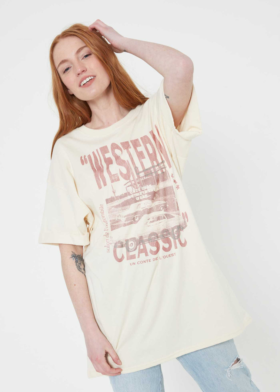 Western Classic Off-White Tee Dress
