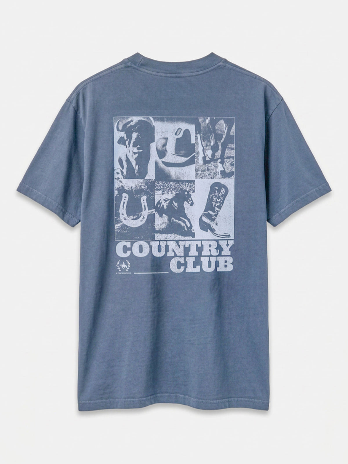 Western Collage Slate Blue Pigment Dyed Heavyweight Tee