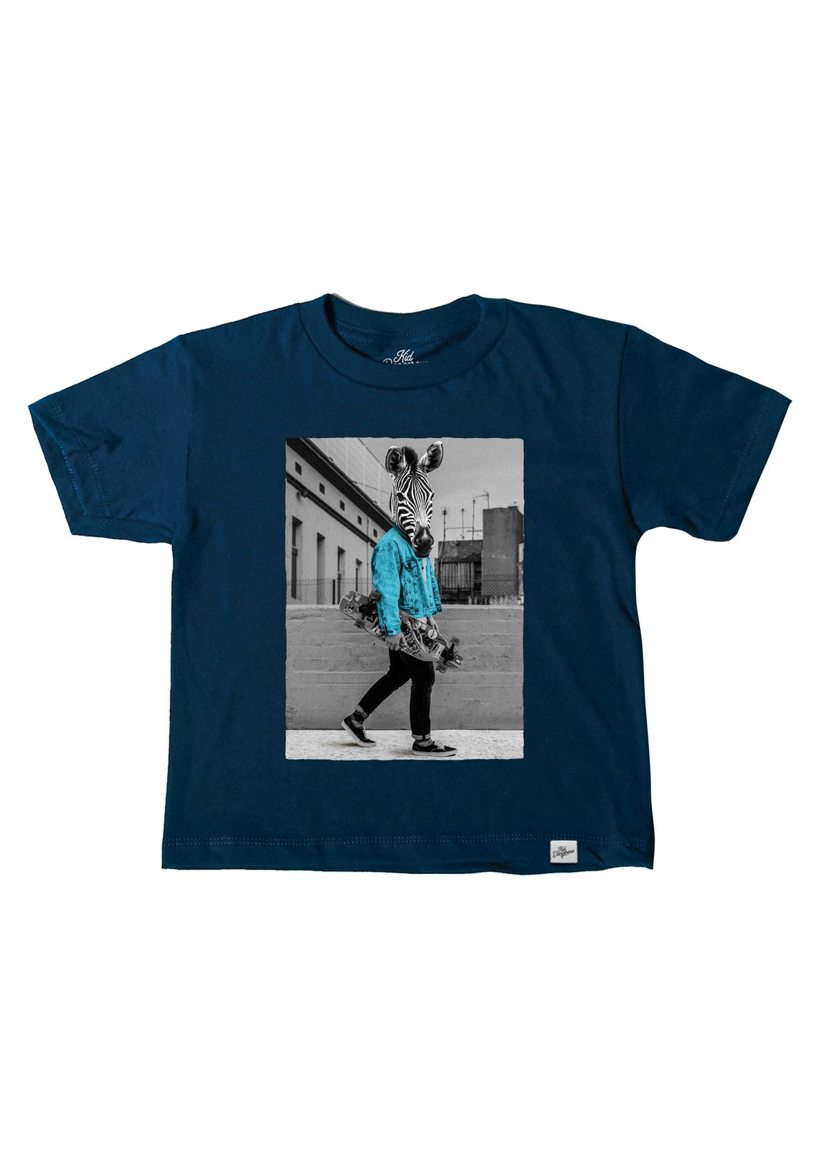 Zebra Skater Kid's Navy T-Shirt