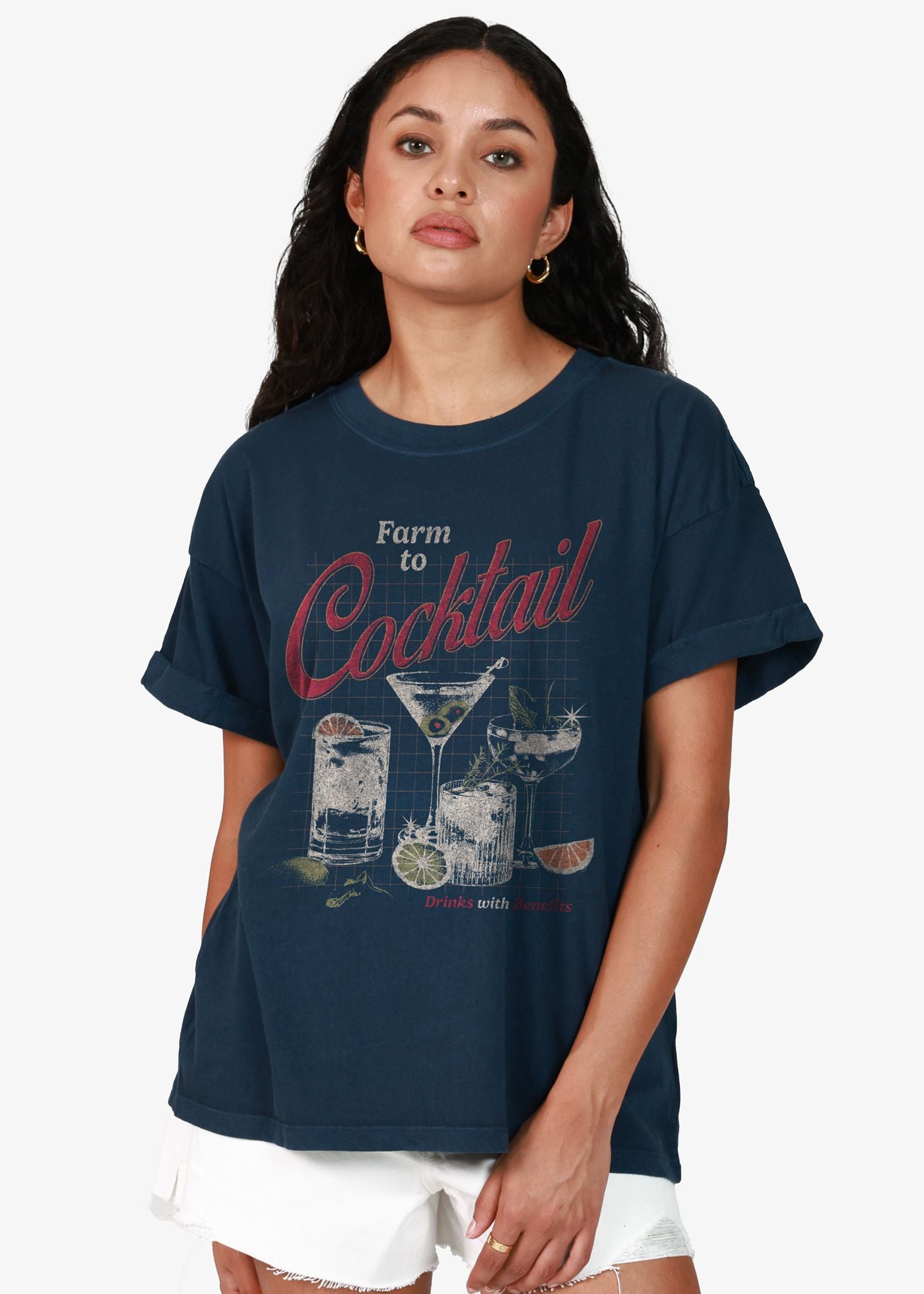 Farm to Cocktail Navy Boyfriend Tee
