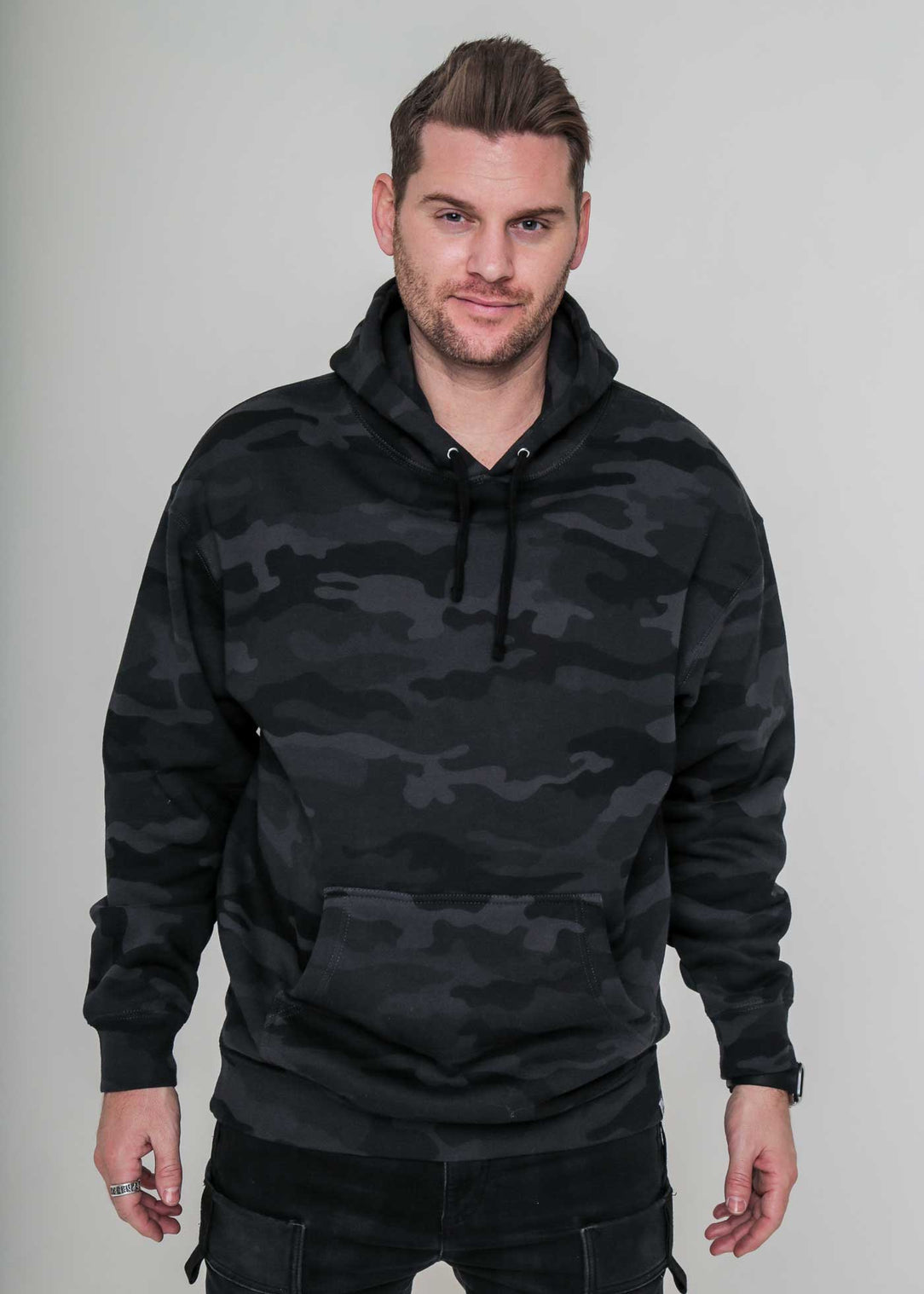 Men's Black Camo Pullover Hoodie