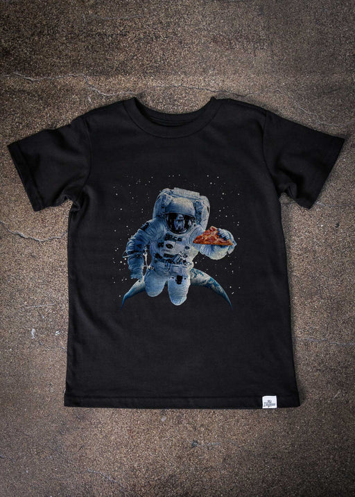 Astro Pizza Kid's Black T-Shirt alternate view