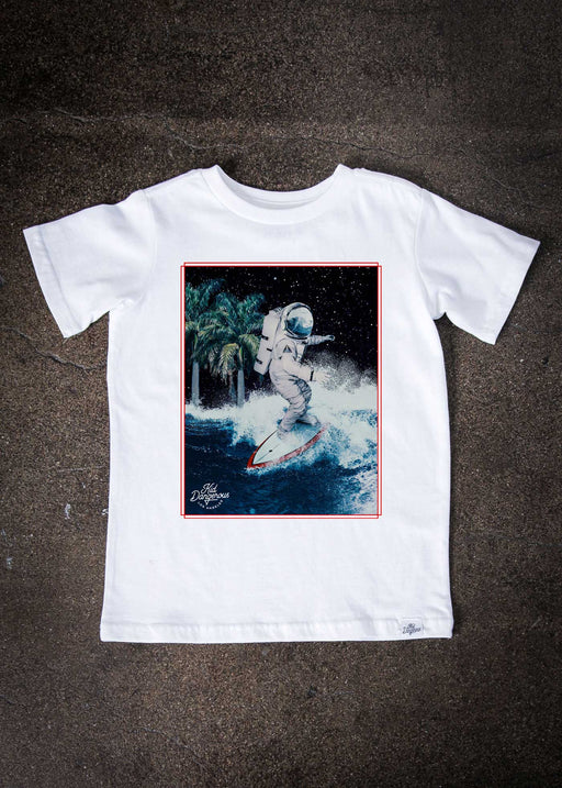 Astro Surfer Kid's White T-Shirt alternate view