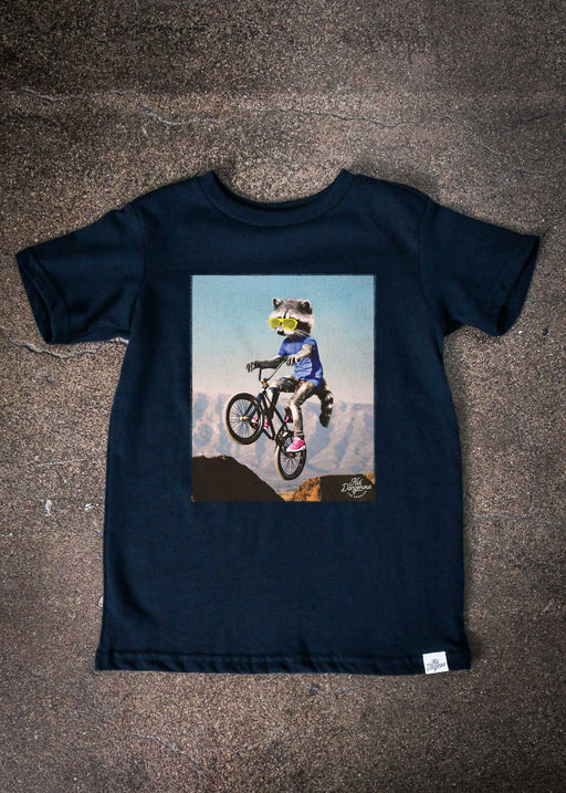 BMX Raccoon Kid's Navy T-Shirt alternate view