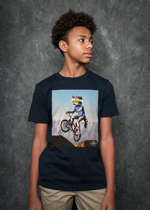 BMX Raccoon Kid's Navy T-Shirt