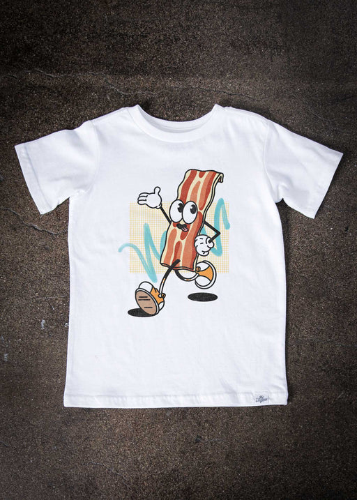 Bacon Cartoon Kid's White T-Shirt alternate view