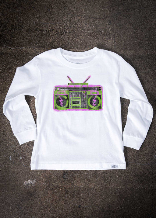 Boombox Paint Kid's White Long Sleeve