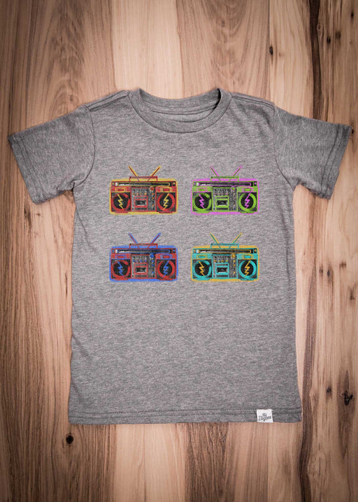 Boombox Paint Square Kid's Heather Grey T-Shirt alternate view