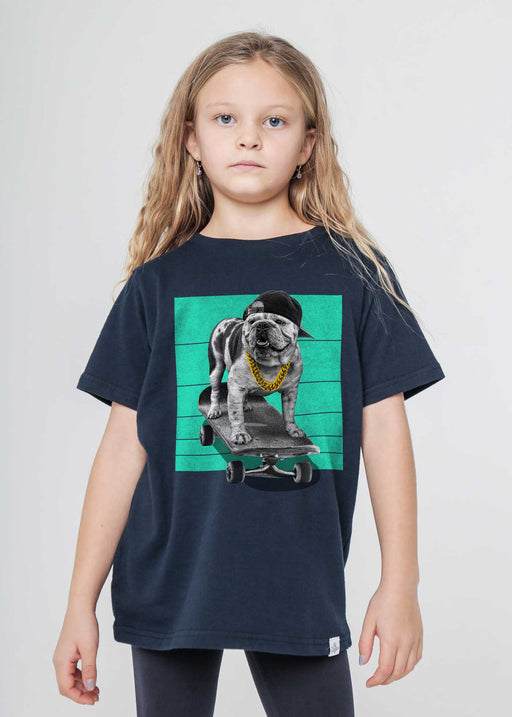 Bulldog Skater Kid's Navy T-Shirt