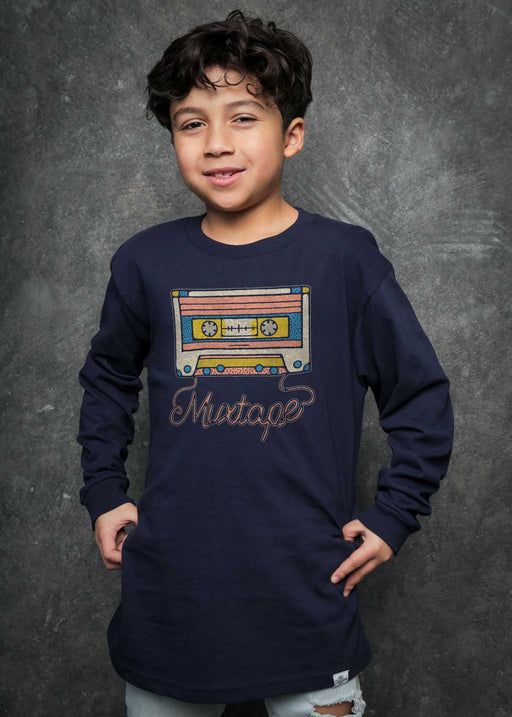 Cartoon Mixtape Kid's Navy Long Sleeve alternate view