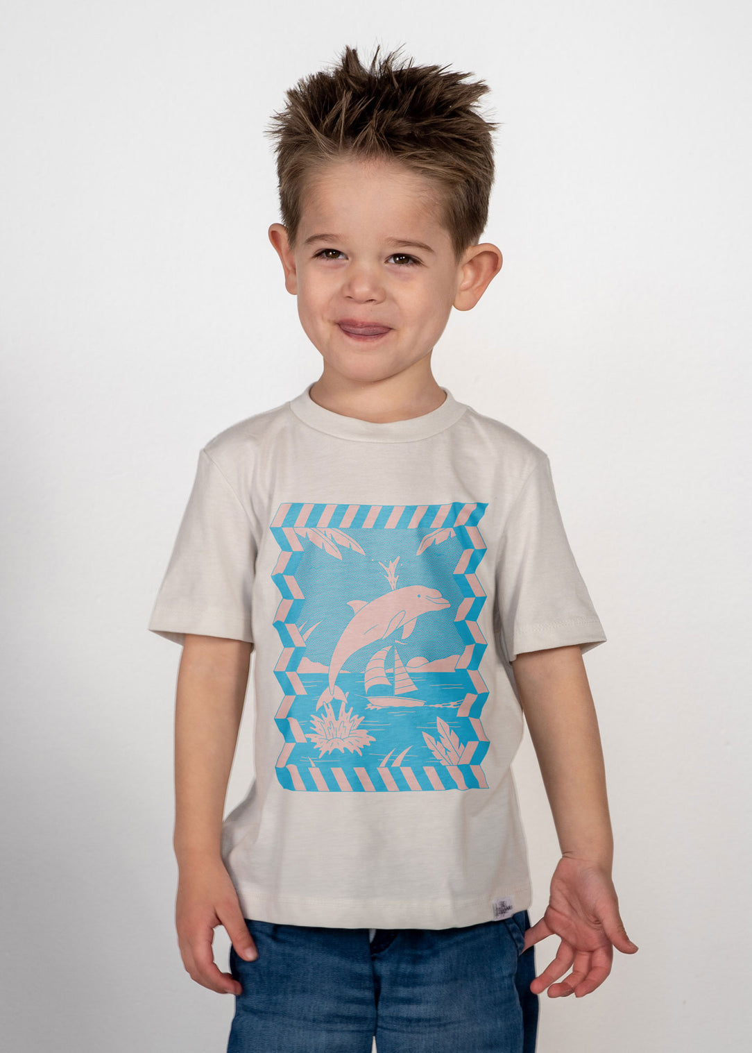 Dolphin Bay Kid's Natural T-Shirt — Kid Dangerous