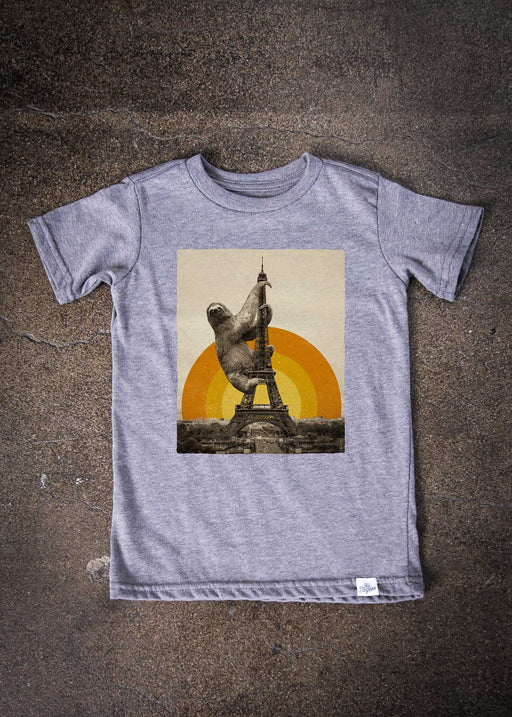 Eiffel Sloth Kid's Heather Grey T-Shirt