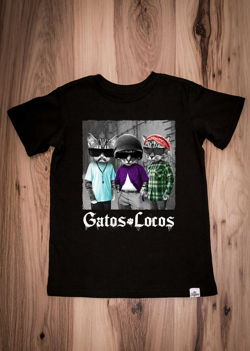Gatos Locos Kid's Black T-Shirt alternate view