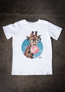 Giraffe Bubble Kid's White T-Shirt