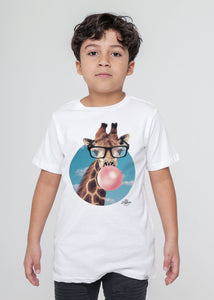 Short Sleeve T-Shirt, Giraffe Print Infront (Toddler/Little Kids)