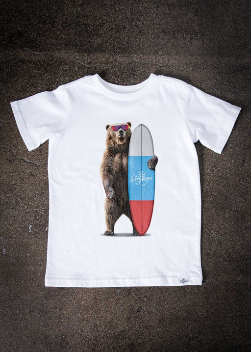 Grizzly Surfer Kid's White T-Shirt alternate view