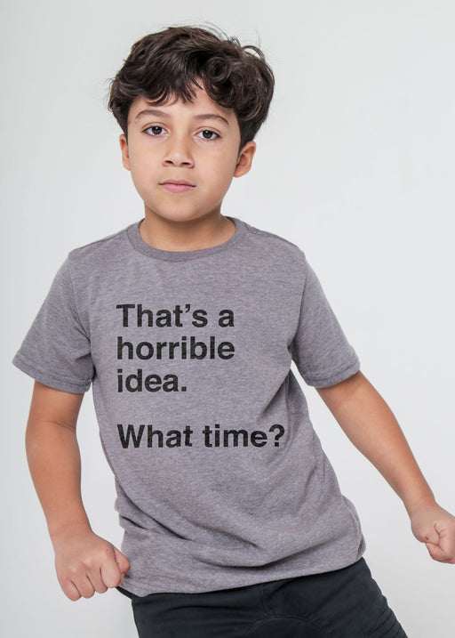 Horrible Idea Kid's Heather Grey T-Shirt alternate view