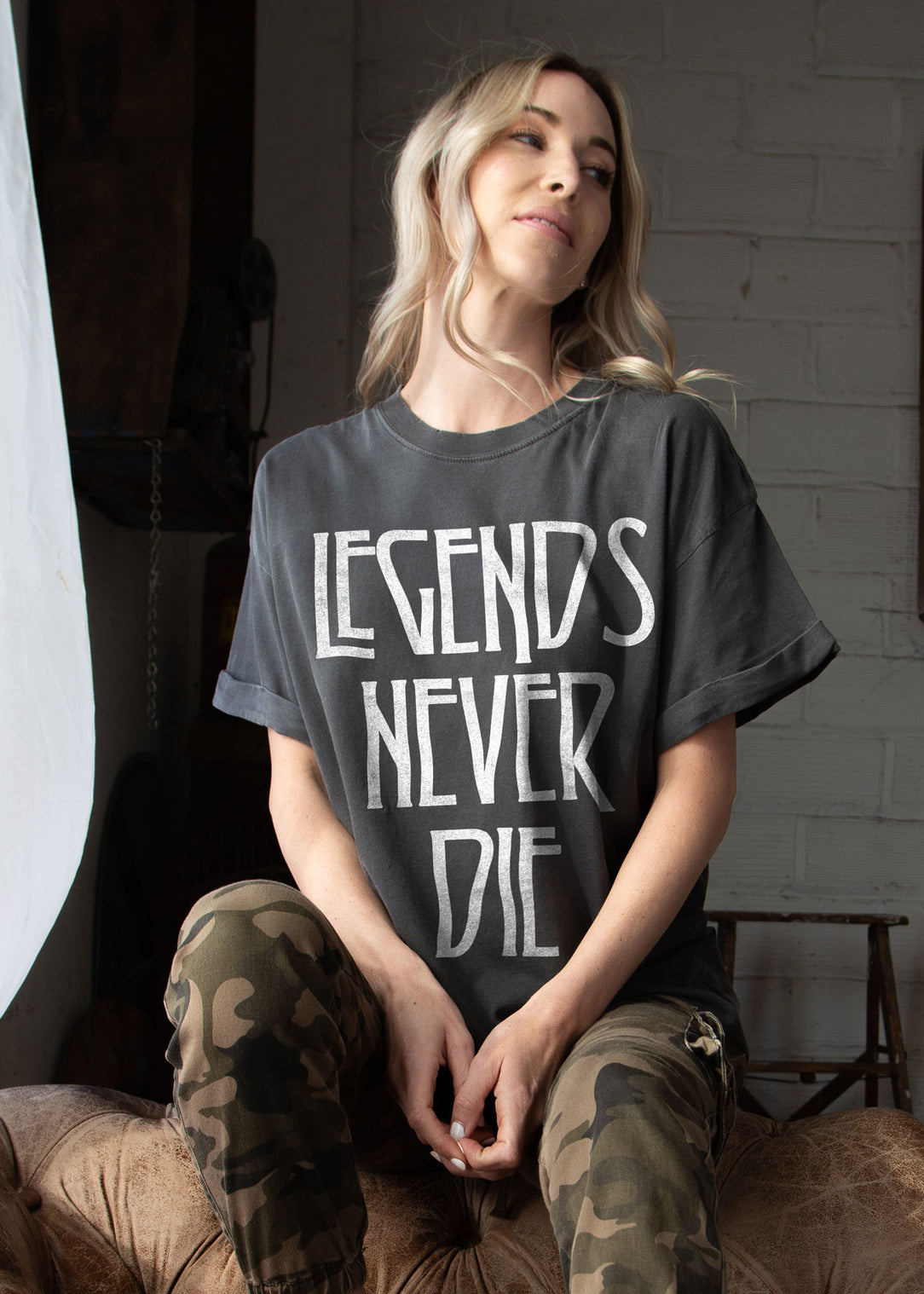 Legends Never Die Black Boyfriend Tee