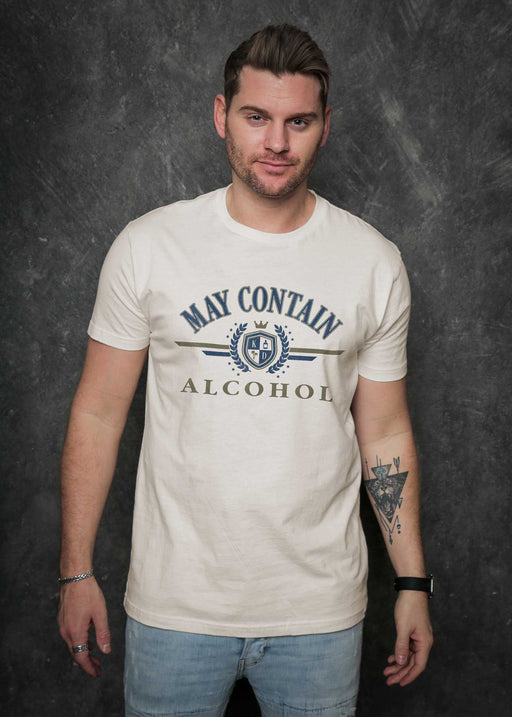 May Contain Alcohol Crest Men's Antique White Classic T-Shirt alternate view