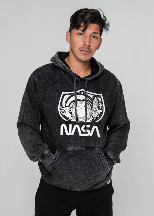 NASA Apollo 11 Mineral Wash Black Pullover Hoodie