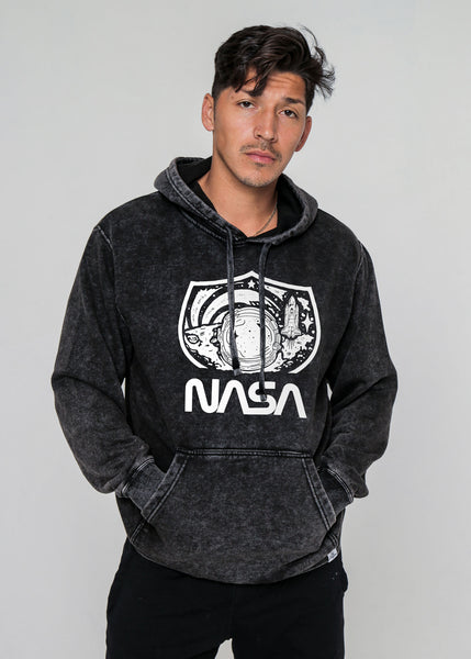NASA Apollo 11 Mineral Wash Black Pullover Hoodie — Kid Dangerous