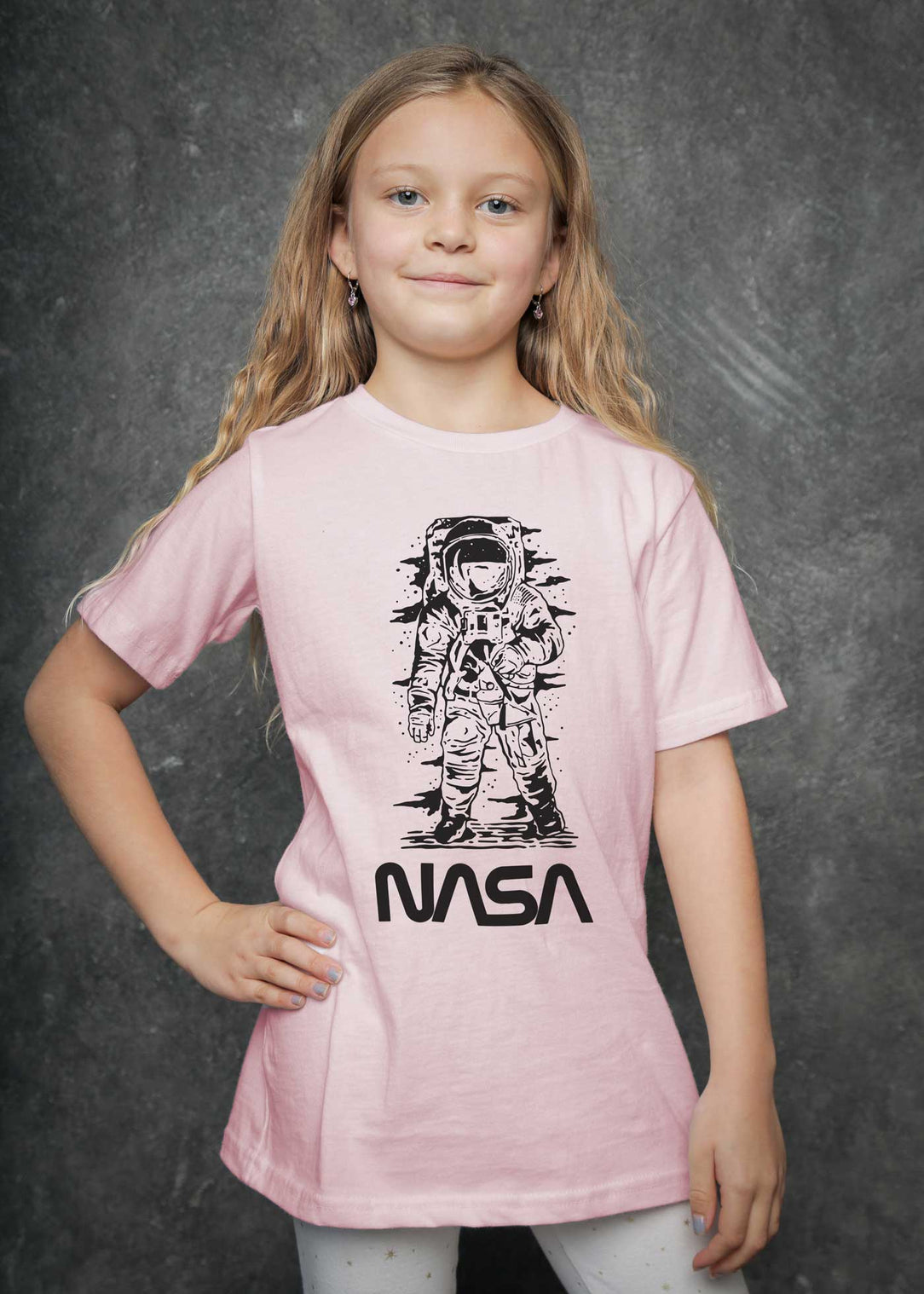 NASA One Small Step Kid\'s Pink T-Shirt — Kid Dangerous