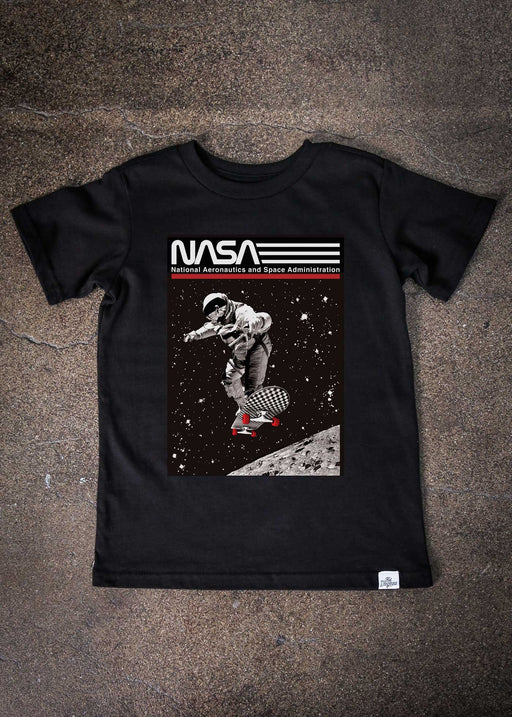 NASA Skateboarder Kid's Black T-Shirt alternate view