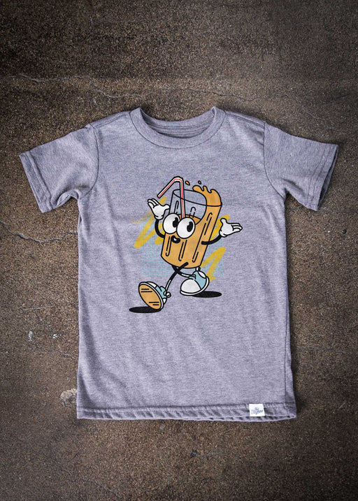 Orange Juice Cartoon Kid's Heather Grey T-Shirt alternate view