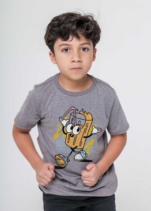 Orange Juice Cartoon Kid's Heather Grey T-Shirt