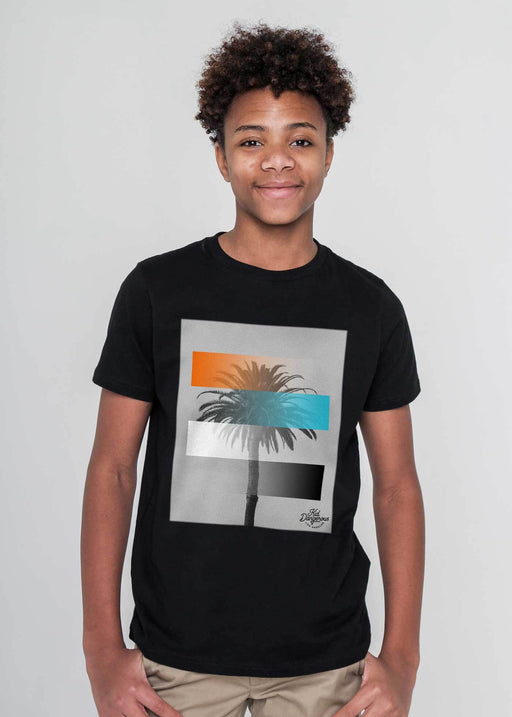 Palm Gradient Kid's Black T-Shirt alternate view