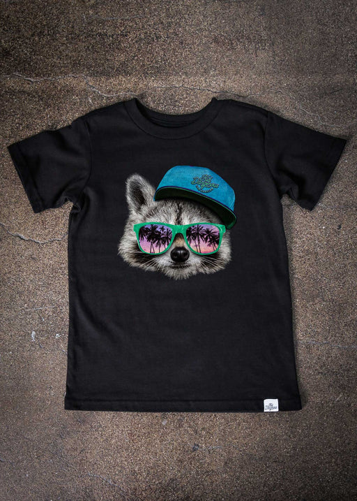 Raccoon Shades Kid's Black T-Shirt alternate view